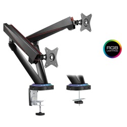 TWISTED MIND DAUL MONITOR SPRING-ASSISTED PRO GAMING MONITOR ARM WITH USB HUB RGB