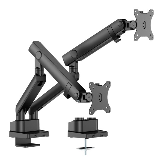 TWISTED MINDS TM-84-C012 DUAL SCREEN SLIM HEAVY-DUTY MECHANICAL SPRING DUAL 17 TO 35-INCH SCREENS 360 DEGREE ROTATION MONITOR ARM - BLACK