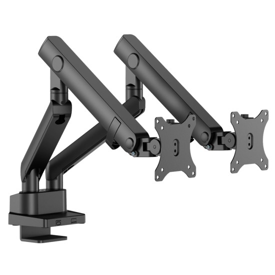 TWISTED MINDS TM-84-C012 DUAL SCREEN SLIM HEAVY-DUTY MECHANICAL SPRING DUAL 17 TO 35-INCH SCREENS 360 DEGREE ROTATION MONITOR ARM - BLACK