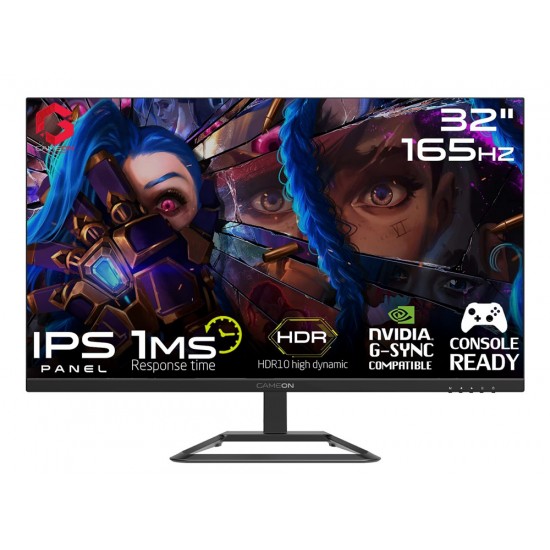 GAMEON GOP32QHD165IPS 32" QHD 165HZ 1MS 2K FLAT IPS GAMING MONITOR (HDMI 2.1 CONSOLE COMPATIBLE) - BLACK