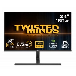 TWISTED MINDS BLAZE SERIES CONSOLE READY HD180IPS FLAT 24INCH 1920X1080P FHD IPS PANEL 180HZ REFRESH RATE 0.5MS RESPONSE TIME HDMI 2.1 HDR GAMING MONITOR - BLACK