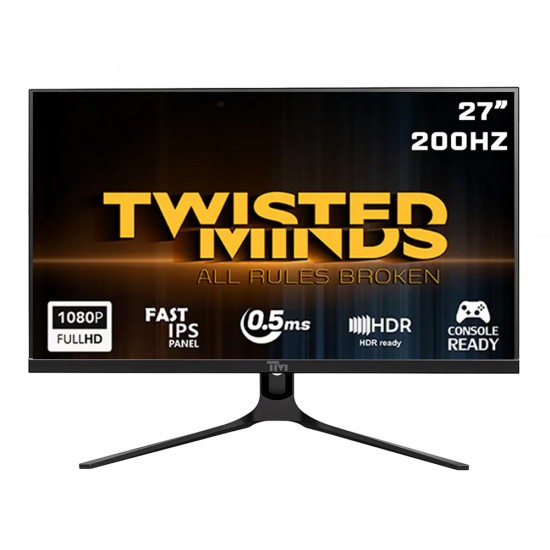 TWISTED MINDS TM27FHD200IPS SUPREME SERIES FLAT 27" FHD 200HZ 0.5MS FAST IPS HDMI 2.1 WITH BUILT-IN SPEAKERS GAMING MONITOR - BLACK