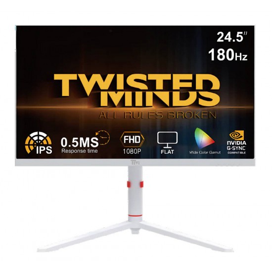 TWISTED MINDS TMA24FHD180IPS FROST SERIES FLAT 24" FHD 180HZ 0.5MS FAST IPS DISPLAYPORT 1.4 HDMI 2.1 GAMING MONITOR - WHITE