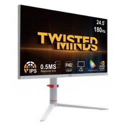 TWISTED MINDS TMA24FHD180IPS FROST SERIES FLAT 24" FHD 180HZ 0.5MS FAST IPS DISPLAYPORT 1.4 HDMI 2.1 GAMING MONITOR - WHITE