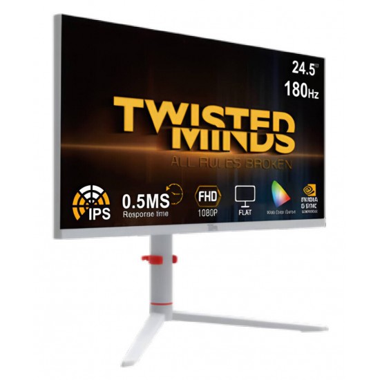 TWISTED MINDS TMA24FHD180IPS FROST SERIES FLAT 24" FHD 180HZ 0.5MS FAST IPS DISPLAYPORT 1.4 HDMI 2.1 GAMING MONITOR - WHITE