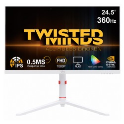 TWISTED MINDS TMA24FHD360IPS ARTIC PRO SERIES FLAT 24" FHD 360HZ 0.5MS FAST IPS WIDE COLOR GAMUT G-SYNC COMPATIBLE GAMING MONITOR - WHITE 