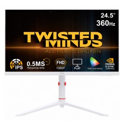 TWISTED MINDS TMA24FHD360IPS ARTIC PRO SERIES FLAT 24" FHD 360HZ 0.5MS FAST IPS WIDE COLOR GAMUT G-SYNC COMPATIBLE GAMING MONITOR - WHITE 