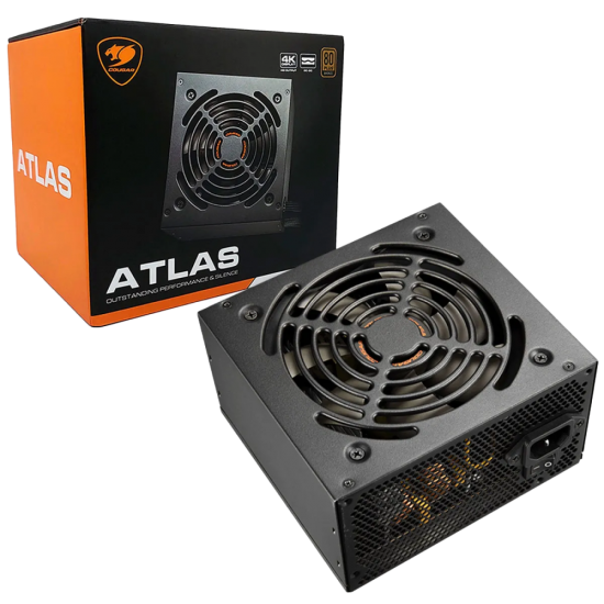 COUGAR ATLAS 80 PLUS BRONZE EFFICIENCY 550W OUTPUT POWER 120MM SILENT FAN FULL PROTECTIONS POWER SUPPLY - BLACK