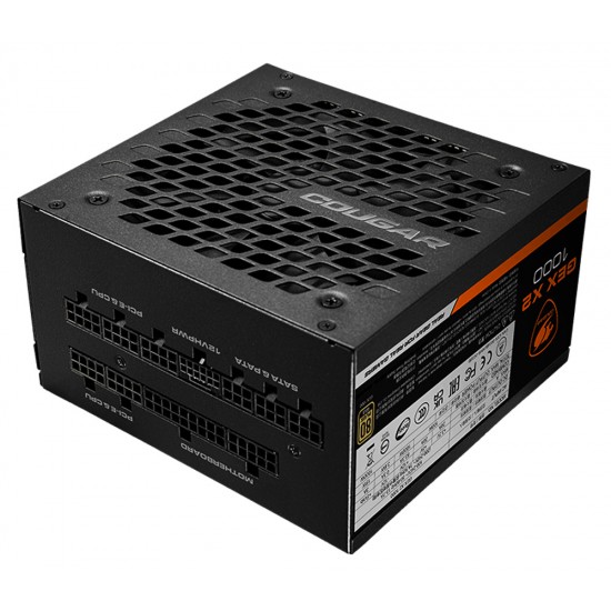 COUGAR GEX X2 1000W ZERO FAN NOISE MODE 80 PLUS GOLD HIGH PERFORMANCE FULL MODULAR POWER SUPPLY - BLACK