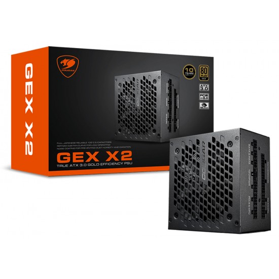 COUGAR GEX X2 850W ZERO FAN NOISE MODE 80 PLUS GOLD HIGH PERFORMANCE FULL MODULAR POWER SUPPLY - BLACK