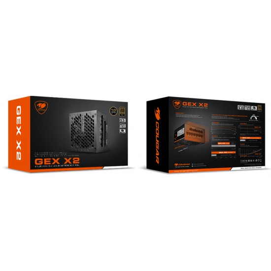 COUGAR GEX X2 850W ZERO FAN NOISE MODE 80 PLUS GOLD HIGH PERFORMANCE FULL MODULAR POWER SUPPLY - BLACK