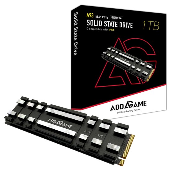 ADDLINK ADDGAME A93 M.2 2280 PCIE GEN4X4 NVME 1.4 PS5 COMPATIBLE WITH HEATSINK (UP TO 7400 MB/S) INTERNAL SSD - 1TB