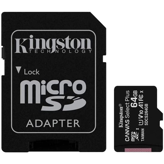 KINGSTON CANVAS SELECT 64GB MICRO SDHC CLASS 10 - 80MBS