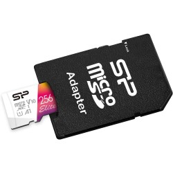 SILICON POWER ELITE SERIES MICROSDXC UHS-I MICRO SD CARD WITH ADAPTER, UP TO 100MB/S READ, C10 U1 V10 A1 FULL HD MICROSD MEMORY CARD - 256GB