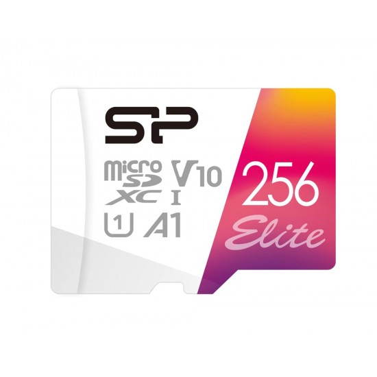 SILICON POWER ELITE SERIES MICROSDXC UHS-I MICRO SD CARD WITH ADAPTER, UP TO 100MB/S READ, C10 U1 V10 A1 FULL HD MICROSD MEMORY CARD - 256GB