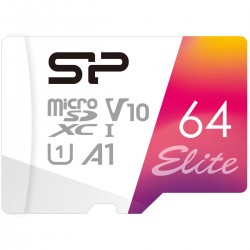 SILICON POWER ELITE MICROSDXC UHS-I 64GB CARD WITH ADAPTER CLASS 10 U1 V10 A1 FULL HD VIDEO - UP TO 100MBS READ SPEED