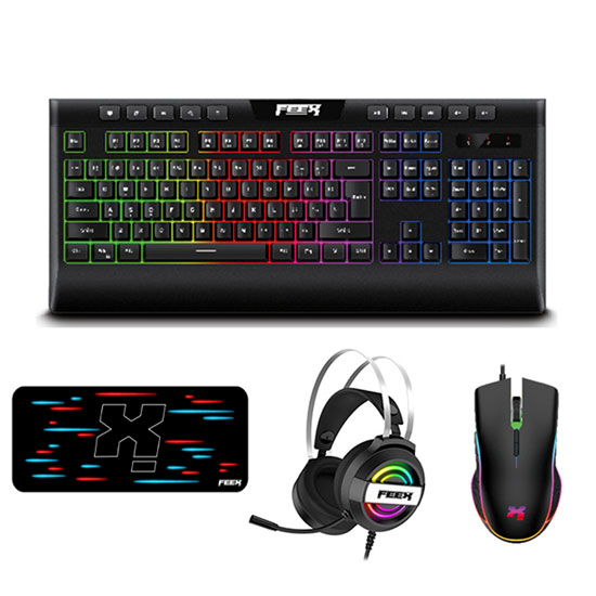 FEEX ULTRA GAMING COMBO 4 IN 1 ( MOUSE - MECHANICAL KEYBOARD - HEADSET - MOUSE PAD )