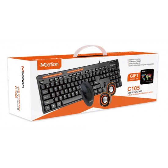 MEETION C105 USB WIRED 3IN1 COMBO KEYBOARD MOUSE AND SPEAKER SET