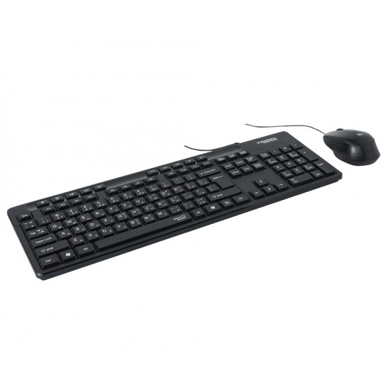 TWISTED MINDS K19 KAVARA SERIES 2IN1 ENGLISH ARABIC LAYOUT LIGHTWEIGHT PLUG AND PLAY WIRED KEYBOARD AND MOUSE COMBO DUAL - BLACK