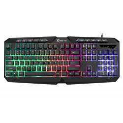 XTRIKE CMX-410 4-IN-1 RAINBOW BACKLIT 114-KEY KEYBOARD 7200 DPI PROGRAMMABLE RGB MOUSE 50MM OVER-EAR HEADSET & ANTI-SKID MOUSE PAD GAMING BUNDLE - BLACK