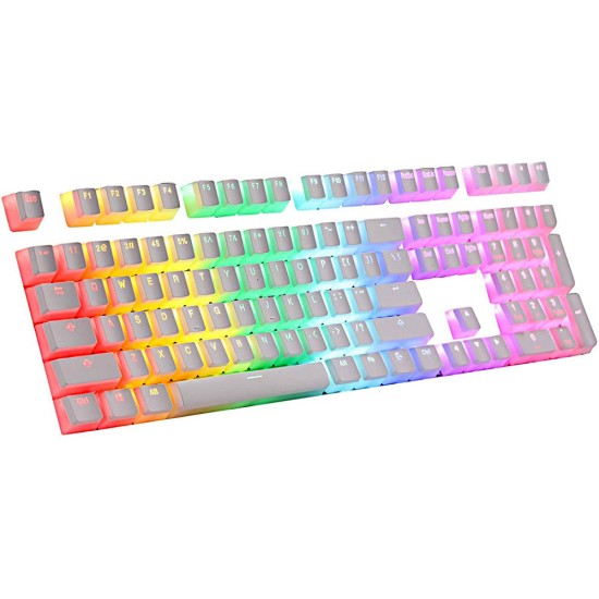 AJAZZ FROSTED DOUBLE LAYER PBT PUDDING KEYCAPS 108 KEYS FOR MECHANICAL KEYBOARD - WHITE