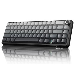 ATTACK SHARK X66 WITH KNOB TRI MODE USB-C BT5.0 2.4G GASKET MOUNTED 60% RGB SIDE PRINTED PBT KEYCAP HOT SWAPPABLE STRAWBERRY SWITCH WIRELESS MECHANICAL GAMING KEYBOARD - MOONLIGHT NIGHT