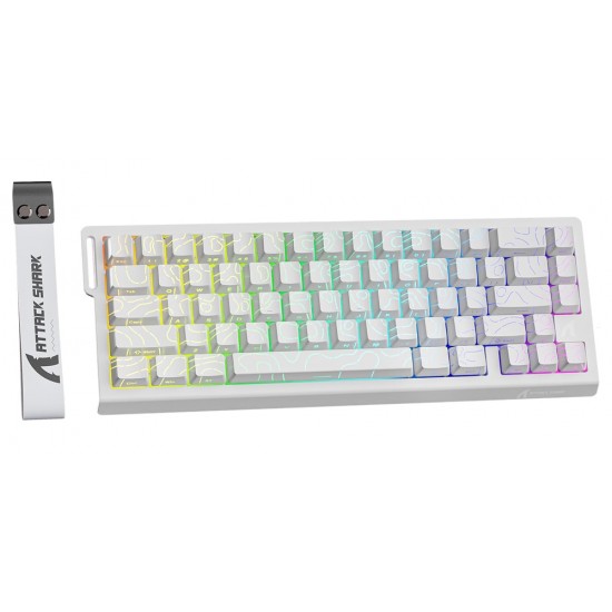 ATTACK SHARK CONTOURS X68 HE MAGNETIC RAPID TRIGGER MECHANICAL 60% WIRED TKL ADJUSTABLE HALL EFFECT MAGNETIC SWITCH CUSTOMIZABLE ACTUATION 8KHZ  RGB GAMING KEYBOARD - WHITE