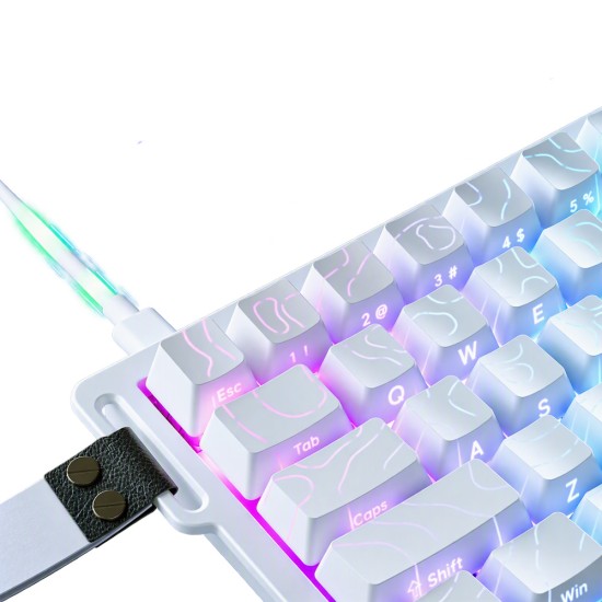 ATTACK SHARK X68 PRO HE 8000HZ RAPID TRIGGER MAGNETIC TRI-MODE WITH COILED CABLE RGB ALUMINUM GAMING KEYBOARD – WHITE CONTOUR LINE