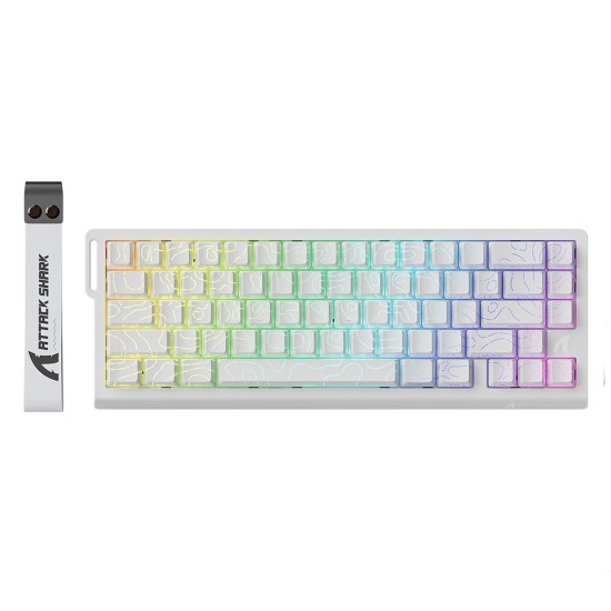 ATTACK SHARK X68 PRO HE 8000HZ RAPID TRIGGER MAGNETIC TRI-MODE WITH COILED CABLE RGB ALUMINUM GAMING KEYBOARD – WHITE CONTOUR LINE