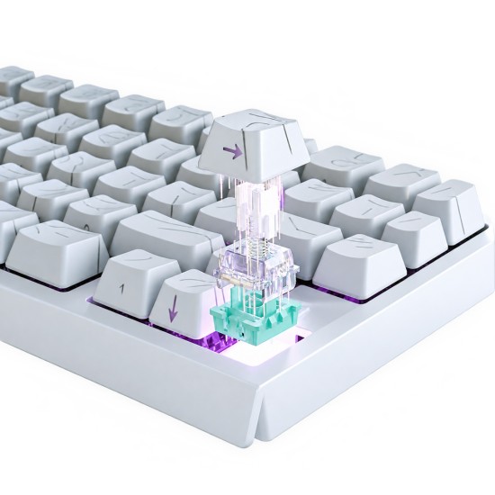 ATTACK SHARK X68 PRO HE 8000HZ RAPID TRIGGER MAGNETIC TRI-MODE WITH COILED CABLE RGB ALUMINUM GAMING KEYBOARD – WHITE CONTOUR LINE
