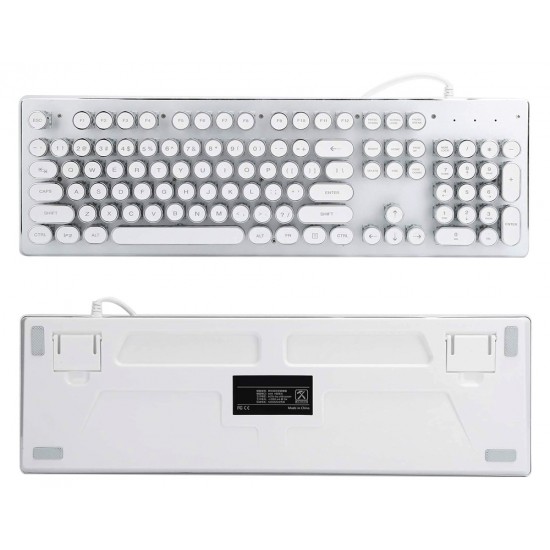 BAJEAL HJK920 MECHANICAL GAMING WIRED KEYBOARD 104 PUNK ROUND KEYCAPS WITH RGB BACKLIGHT - WHITE