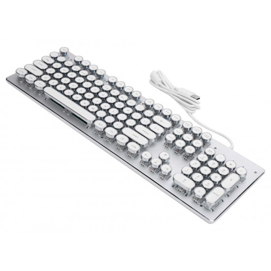 BAJEAL HJK920 MECHANICAL GAMING WIRED KEYBOARD 104 PUNK ROUND KEYCAPS WITH RGB BACKLIGHT - WHITE