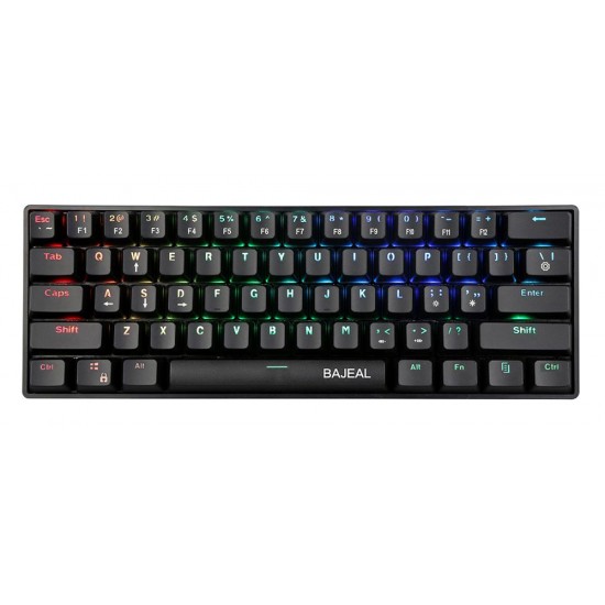 BAJEAL K101 60% RGB WIRED GAMING MECHANICAL KEYBOARD TYPE-C HOT SWAPPABLE WITH BLUE SWITCHES - BLACK 