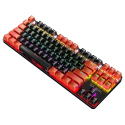 BAJEAL K200 TKL RGB MECHANICAL GAMING KEYBOARD HOT-SWAPPABLE WITH BLUE SWITCHES AND ANTI-GHOSTING - BLACK/ORANGE