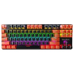 BAJEAL K200 TKL RGB MECHANICAL GAMING KEYBOARD HOT-SWAPPABLE WITH BLUE SWITCHES AND ANTI-GHOSTING - BLACK/ORANGE