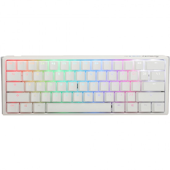  DUCKY ONE 3 CLASSIC PURE WHITE MINI 60% RED SWITCH CLICKY PBT US ENGLISH MECHANICAL WIRED GAMING KEYBOARD - CHERRY MX RED