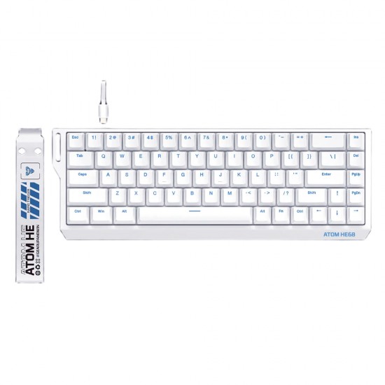 FANTECH ATOM HE68 MK811 MAGNETIC HALL EFFECT 8K POLLING 0.01MM ACCURACY MAGNETIC EMERALD SWITCHES ALUMINUM PLATE GAMING KEYBOARD - WHITE