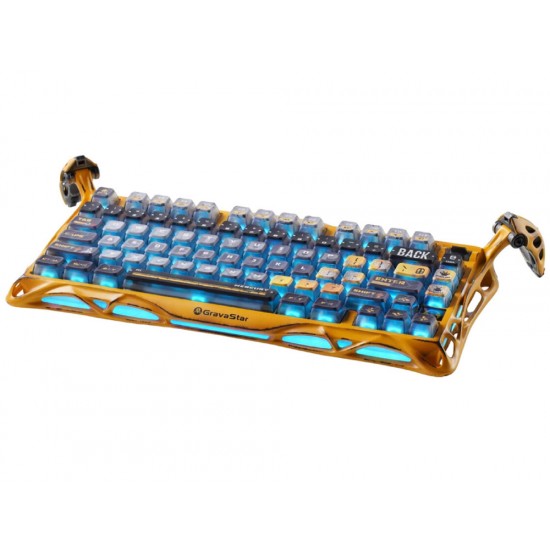 GRAVASTAR MERCURY K1 PRO HANDMADE 75% MECHANICAL KEYBOARD ALUMINUM ALLOY CUSTOM KAILH SPEEDY MINT LINEAR SWITCHES WIRELESS GAMING KEYBOARD SPECIAL EDITION - BATTLE-WORN YELLOW