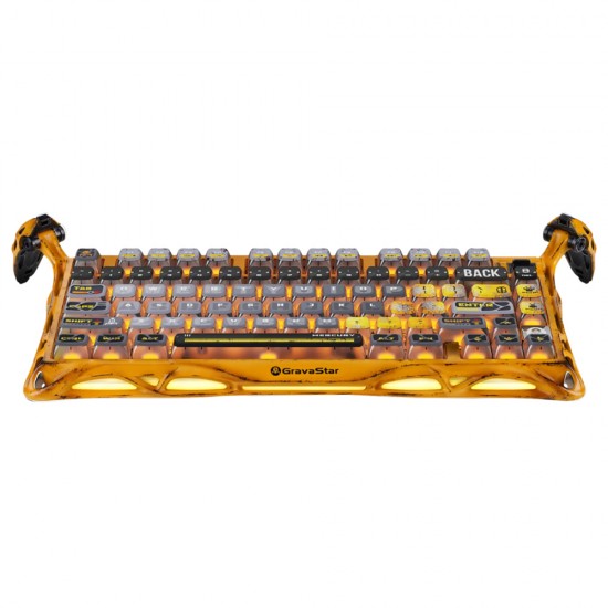 GRAVASTAR MERCURY K1 PRO HANDMADE 75% MECHANICAL KEYBOARD ALUMINUM ALLOY CUSTOM KAILH SPEEDY MINT LINEAR SWITCHES WIRELESS GAMING KEYBOARD SPECIAL EDITION - BATTLE-WORN YELLOW