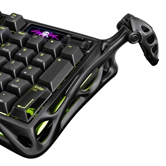 GRAVASTAR MERCURY K98 PRO 98-KEY TRI-MODE 8K POLLING GASKET MOUNT TFT DISPLAY ALUMINUM EXOSKELETON WIRELESS MECHANICAL GAMING KEYBOARD - PHANTOM BLACK
