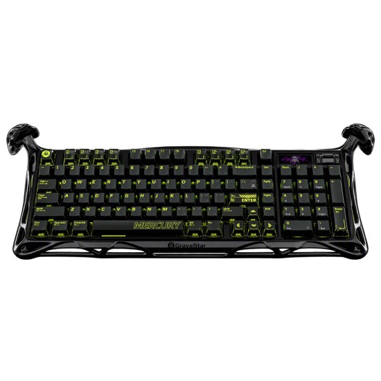 GRAVASTAR MERCURY K98 PRO 98-KEY TRI-MODE 8K POLLING GASKET MOUNT TFT DISPLAY ALUMINUM EXOSKELETON WIRELESS MECHANICAL GAMING KEYBOARD - PHANTOM BLACK