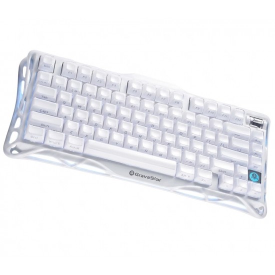 GRAVASTAR MERCURY K1 75% TRI-MODE RGB LINEAR SWITCHES ALUMINUM EXOSKELETON SPECIAL EDITION WIRELESS MECHANICAL GAMING KEYBOARD - OPALINE WHITE
