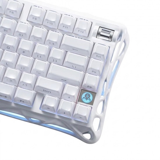 GRAVASTAR MERCURY K1 75% TRI-MODE RGB LINEAR SWITCHES ALUMINUM EXOSKELETON SPECIAL EDITION WIRELESS MECHANICAL GAMING KEYBOARD - OPALINE WHITE