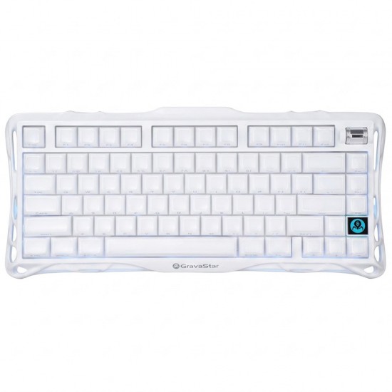 GRAVASTAR MERCURY K1 75% TRI-MODE RGB LINEAR SWITCHES ALUMINUM EXOSKELETON SPECIAL EDITION WIRELESS MECHANICAL GAMING KEYBOARD - OPALINE WHITE