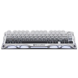 GRAVASTAR MERCURY K1 75% ALUMINUM ALLOY EXOSKELETON DESIGN GASKET COMPACT CUSTOM KEYBOARD HOT-SWAP SOCKET LINEAR SWITCHES WITH RGB BACKLIT & FRAME WIRELESS MECHANICAL GAMING KEYBOARD - GRADIENT WHITE