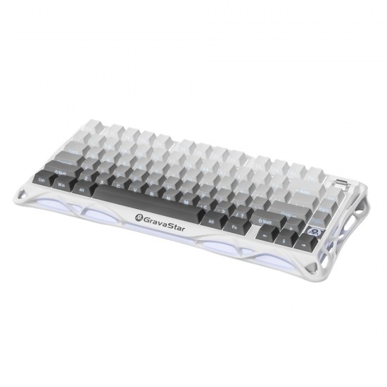 GRAVASTAR MERCURY K1 75% ALUMINUM ALLOY EXOSKELETON DESIGN GASKET COMPACT CUSTOM KEYBOARD HOT-SWAP SOCKET LINEAR SWITCHES WITH RGB BACKLIT & FRAME WIRELESS MECHANICAL GAMING KEYBOARD - GRADIENT WHITE