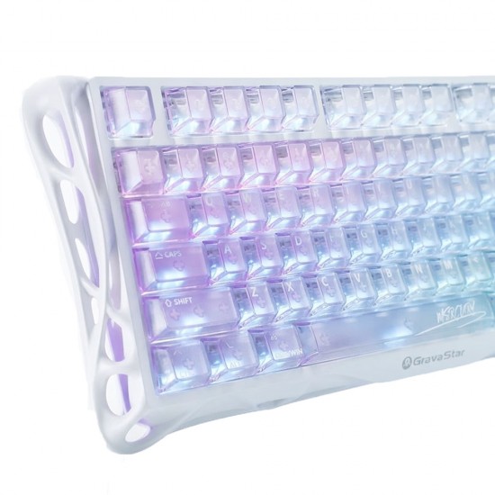 GRAVASTAR MERCURY K1 LITE 75% TKL MECHANICAL KEYBOARD GASKET HOT SWAPPABLE GAMING KEYBOARD PRE-LUBED LINEAR SWITCHES RGB BACKLIT WIRELESS KEYBOARD - CRYSTAL AURORA