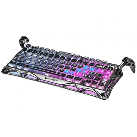 GRAVASTAR MERCURY K1 PRO CUSTOM COMPACT KEYBOARD WITH HOT-SWAP CONNECTOR LINEAR SWITCHES WITH RGB BACKLIGHTING AND FRAME WIRELESS MECHANICAL GAMING KEYBOARD - GALAXY BLACK