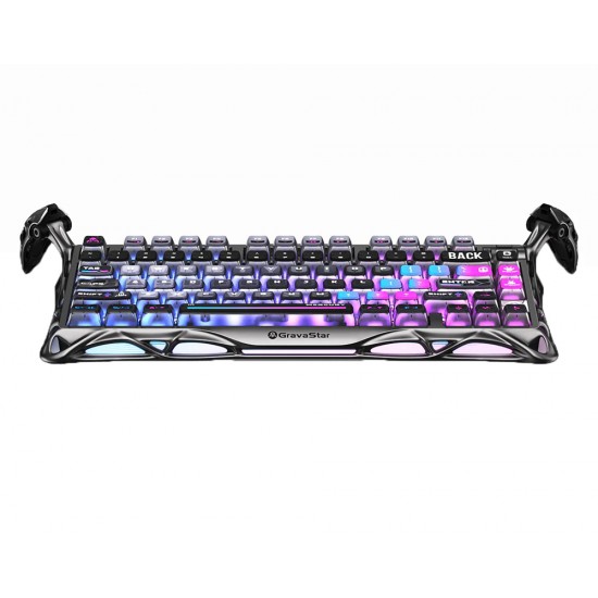 GRAVASTAR MERCURY K1 PRO CUSTOM COMPACT KEYBOARD WITH HOT-SWAP CONNECTOR LINEAR SWITCHES WITH RGB BACKLIGHTING AND FRAME WIRELESS MECHANICAL GAMING KEYBOARD - GALAXY BLACK