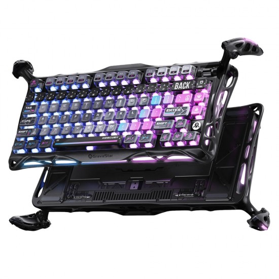 GRAVASTAR MERCURY K1 PRO CUSTOM COMPACT KEYBOARD WITH HOT-SWAP CONNECTOR LINEAR SWITCHES WITH RGB BACKLIGHTING AND FRAME WIRELESS MECHANICAL GAMING KEYBOARD - GALAXY BLACK
